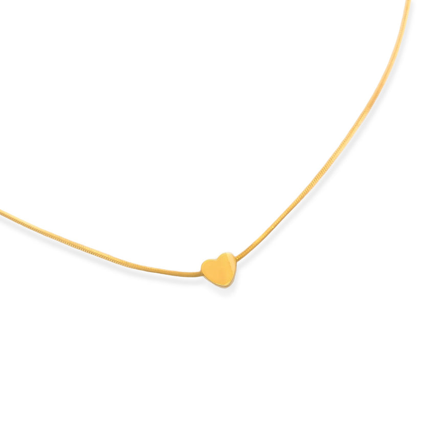 Dainty Heart Snake Chain Necklace in Gold