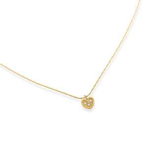 Dainty CZ Heart Necklace in Gold