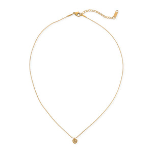 Dainty CZ Heart Necklace in Gold