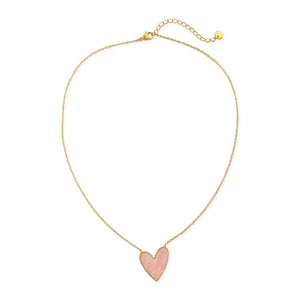 Pink Opal Heart Necklace in Gold