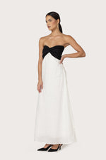 Load image into Gallery viewer, Melody Linen Maxi Dress in White Black
