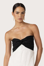 Load image into Gallery viewer, Melody Linen Maxi Dress in White Black
