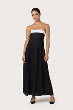 Load image into Gallery viewer, Alora Linen Maxi Dress in Black White
