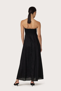 Alora Linen Maxi Dress in Black White