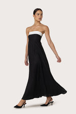 Load image into Gallery viewer, Alora Linen Maxi Dress in Black White
