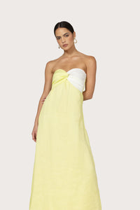 Melody Linen Maxi Dress in Lime