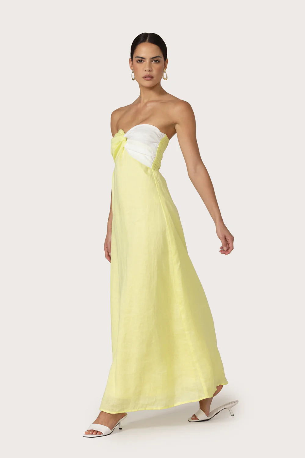 Melody Linen Maxi Dress in Lime
