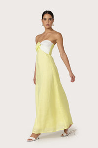 Melody Linen Maxi Dress in Lime