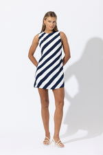 Load image into Gallery viewer, Nico Crepe Mini Dress in Nautical Stripe
