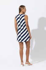 Load image into Gallery viewer, Nico Crepe Mini Dress in Nautical Stripe
