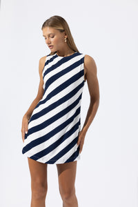 Nico Crepe Mini Dress in Nautical Stripe