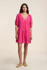 Load image into Gallery viewer, Selita Puff Sleeve Dress in Pink/Red
