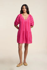Load image into Gallery viewer, Selita Puff Sleeve Dress in Pink/Red
