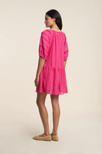 Load image into Gallery viewer, Selita Puff Sleeve Dress in Pink/Red

