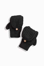 Load image into Gallery viewer, Waffle Knit Flip Mittens in Black
