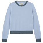 Load image into Gallery viewer, Lurex Trim Crew Cashmere Sweater in Arctic Blue/Multi
