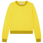 Load image into Gallery viewer, Lurex Trim Crew Cashmere Sweater in Yellow/Gold
