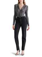 Load image into Gallery viewer, Melvina Metallic Bodysuit in Black/Silver
