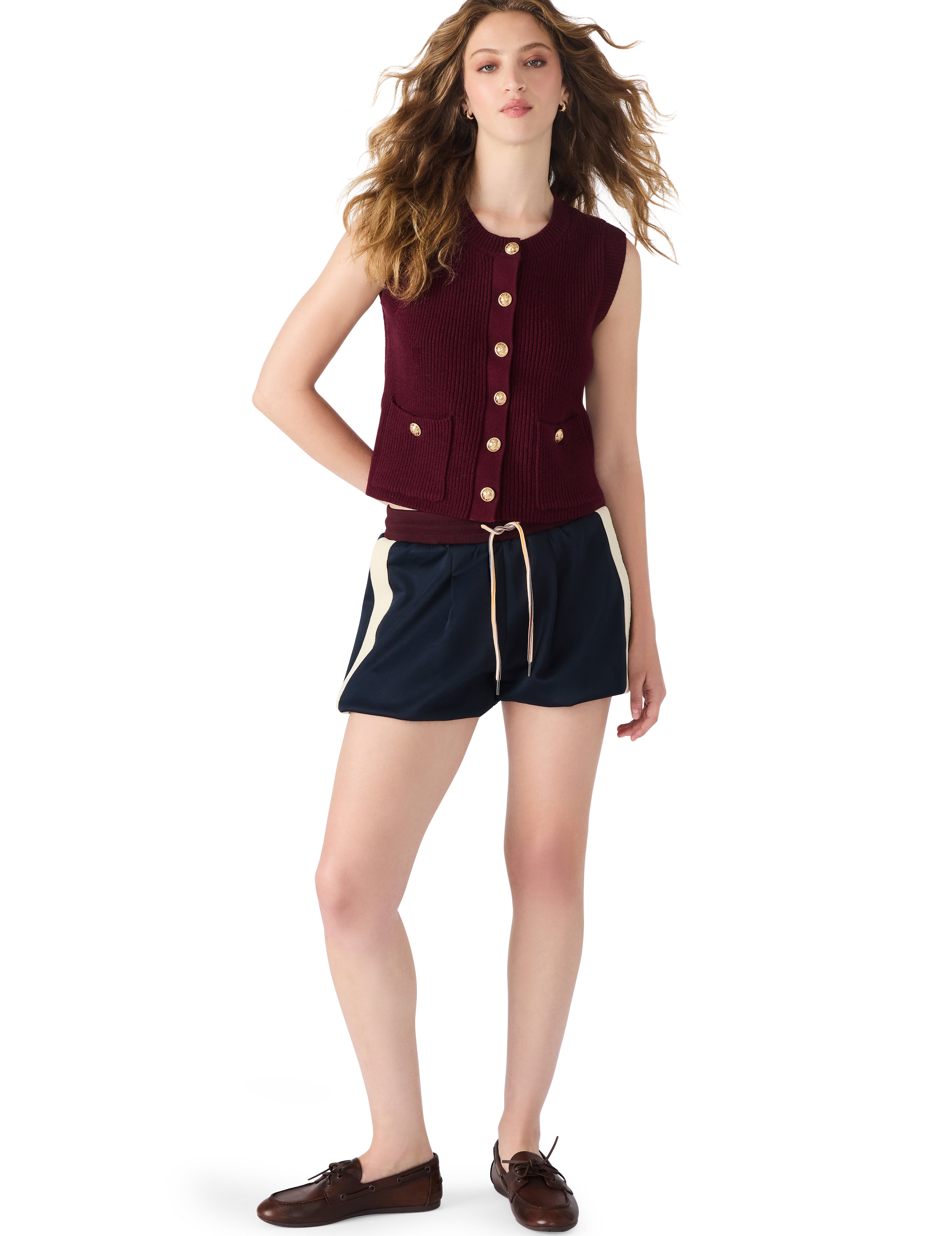 Aliya Sweater Vest in Wine
