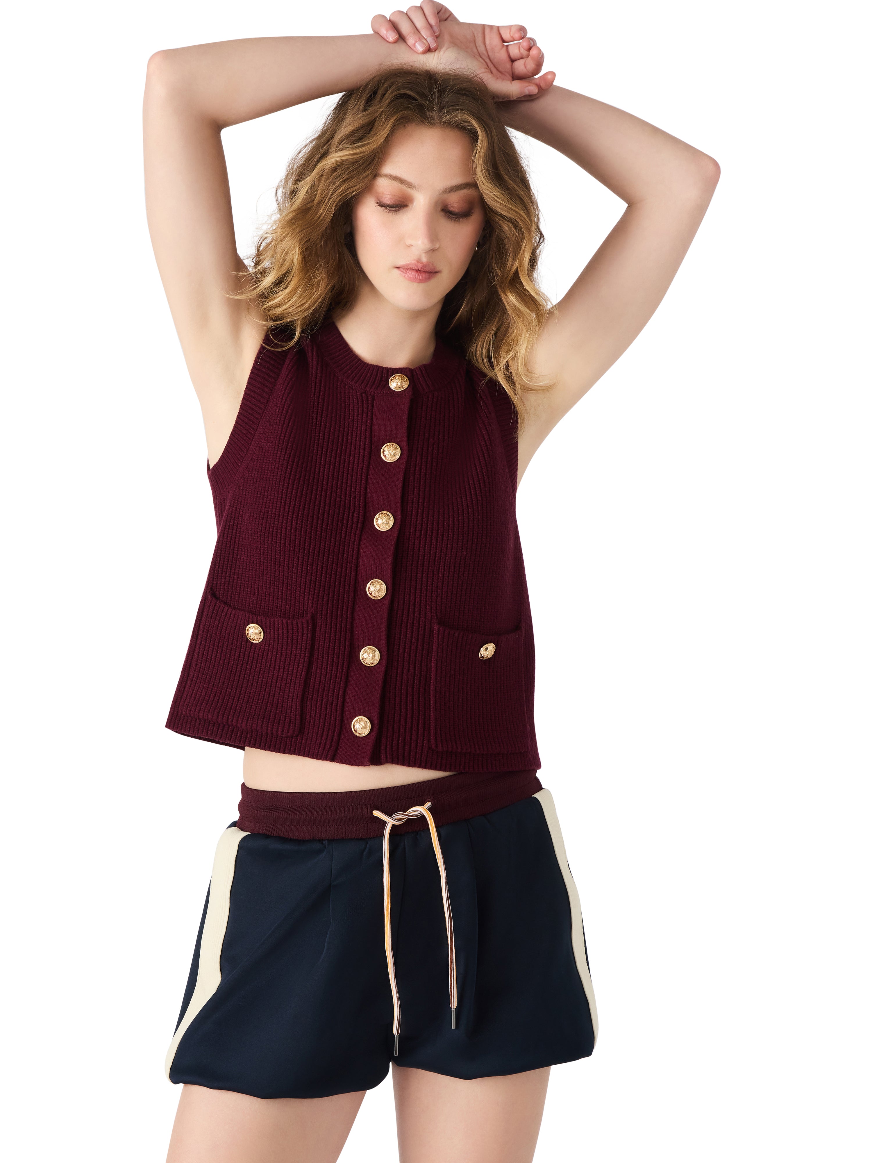 Aliya Sweater Vest in Wine