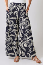Load image into Gallery viewer, Rene Trousers in Blue Embroidery
