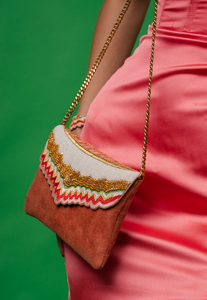 Mahas Classic Bag in Peach/Green