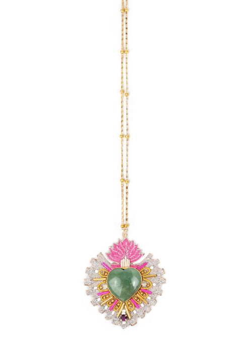 Rosana Medals Necklace in Bubblegum/Aventurine