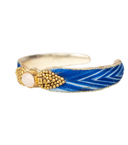 Braha Fine Bangle in Denim Stripes/Quartz