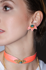 Load image into Gallery viewer, Braz Ear-chip Studs in Melon/Aventurine
