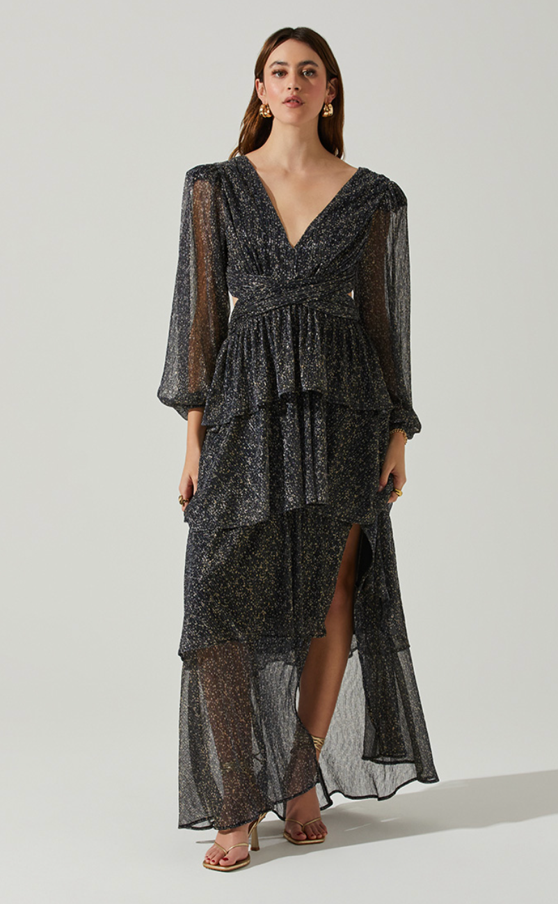 Anora Dress in Black Sparkle