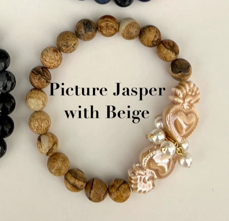 J' Adore Bracelet in Picture Jasper with Beige