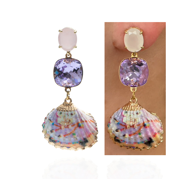 Sunrise Shell Earrings in Rose/Violet/Multi