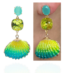 Sunrise Shell Earrings in Pacific/Citrine/Turquoise