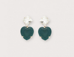 Load image into Gallery viewer, Poesie Heart and Stone Earring in Green
