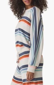 Polly Draw Tie Striped Sweater in Navy Multi