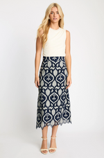 Load image into Gallery viewer, Laney Skirt in Navy/Cream Lace
