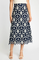 Load image into Gallery viewer, Laney Skirt in Navy/Cream Lace
