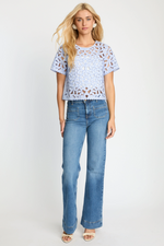 Load image into Gallery viewer, Carmen Top in Blue/White Seersucker
