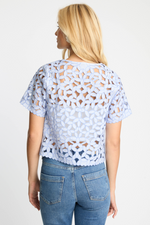 Load image into Gallery viewer, Carmen Top in Blue/White Seersucker
