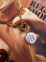 Load image into Gallery viewer, Noah Kahan 2026 Fenway Baseball Charm on Gold Paperclip Chain w/ Attached Carabiner
