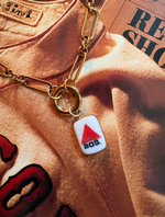 Load image into Gallery viewer, Boston Citgo Sign Charm on Gold Trombone Chain w/ Attached Carabiner
