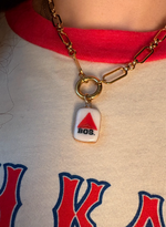 Load image into Gallery viewer, Boston Citgo Sign Charm on Gold Trombone Chain w/ Attached Carabiner
