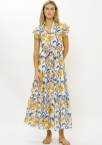 Load image into Gallery viewer, Ruffle Collar Maxi Dress in Marigold Poppy
