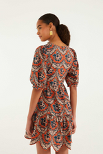 Load image into Gallery viewer, Victorian Floral Mini Dress in Terracotta
