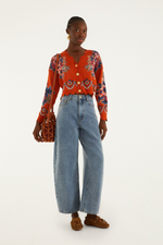 Load image into Gallery viewer, Victorian Floral Knit Cardigan in Terracotta
