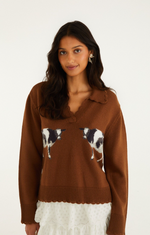 Load image into Gallery viewer, Countryside Cow Sweater in Brown
