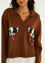 Load image into Gallery viewer, Countryside Cow Sweater in Brown

