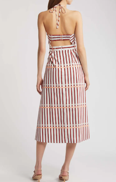 St. Tropez Midi Dress in Coral Reef Stripe