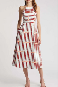 St. Tropez Midi Dress in Coral Reef Stripe