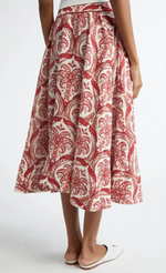 Load image into Gallery viewer, Tropical Cameo Midi Skirt in Off-White/Red
